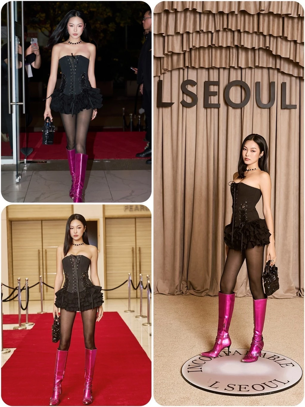 LSOUL Set Áo Corset Đan Dây Phối Ren Cúp Ngực + Chân Váy Xếp Tầng Sophie - A23122736 CV23120666