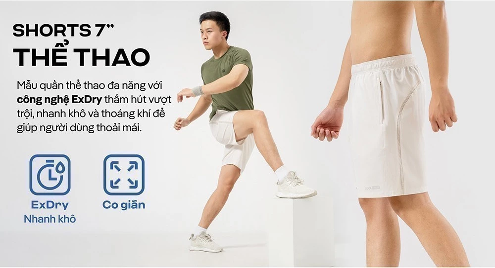 Quần Shorts thể thao nam 7 inch đa năng tập Gym, Pickleball thoải mái, thấm hút, thoáng khí Coolmate