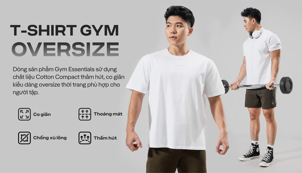 Áo Thun Gym thể thao 100% Cotton Oversize Comfort, thấm hút tốt co giãn thoải mái Coolmate