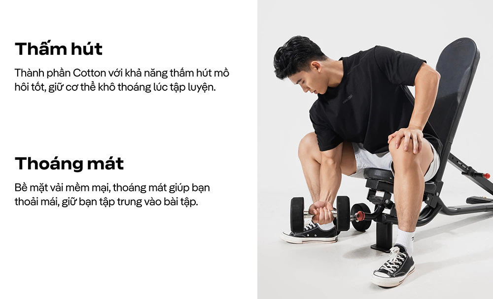 Áo Thun Gym thể thao 100% Cotton Oversize Comfort, thấm hút tốt co giãn thoải mái Coolmate