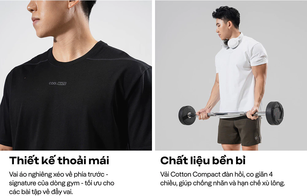Áo Thun Gym thể thao 100% Cotton Oversize Comfort, thấm hút tốt co giãn thoải mái Coolmate