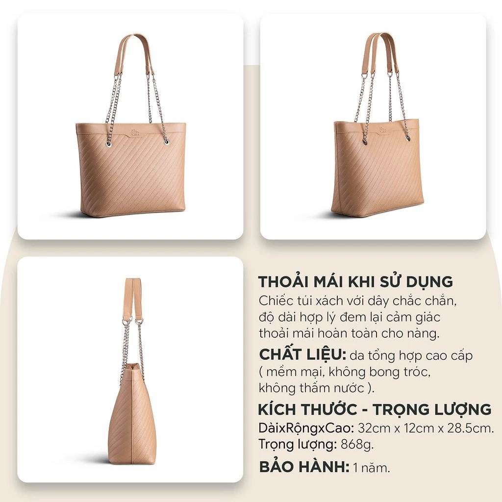 Túi Lata (Thời trang nữ đi làm cỡ trung - Túi xách da TX14)