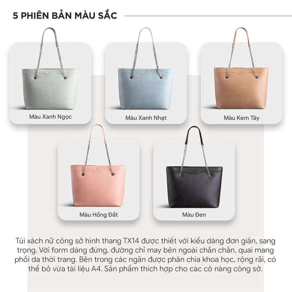 Túi Lata (Thời trang nữ đi làm cỡ trung - Túi xách da TX14)