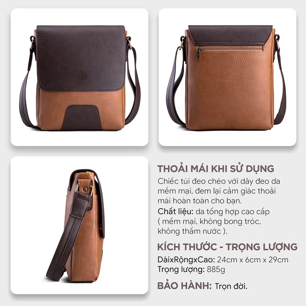 Túi Lata (Thời trang nam công sở cỡ nhỏ - Túi đeo chéo da TN24)