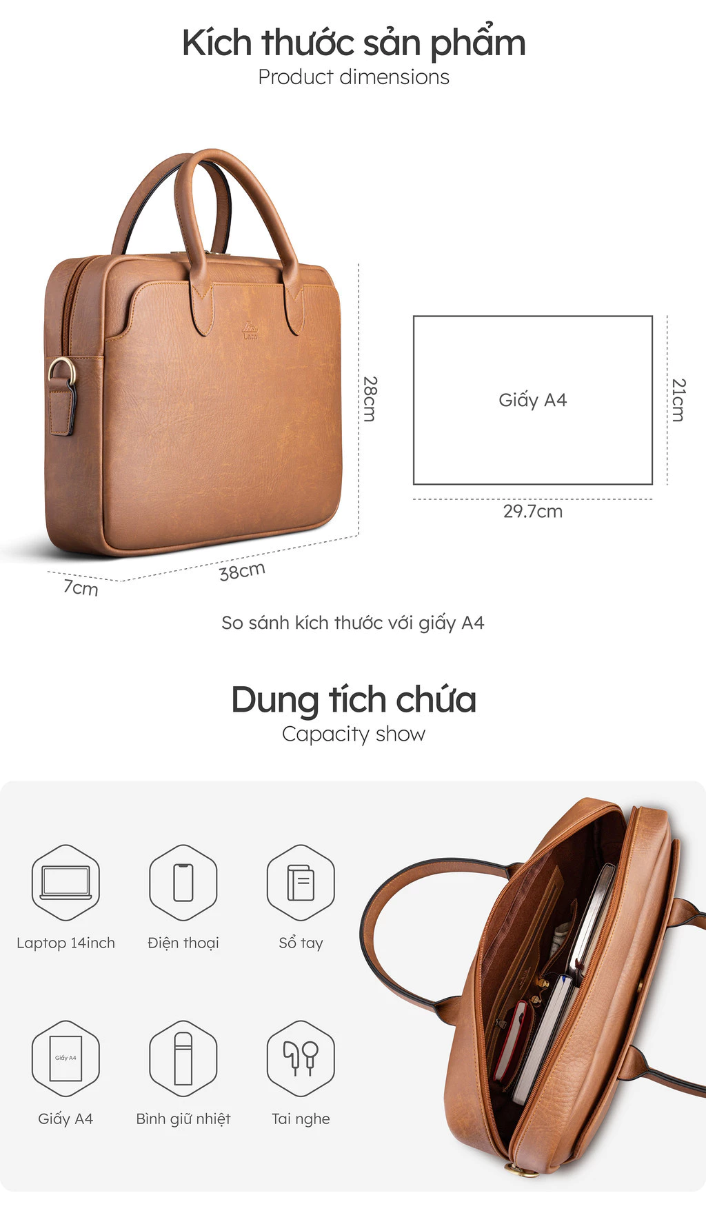 Cặp Công Sở Lata (Thời trang nam basic - Cặp da CA41)