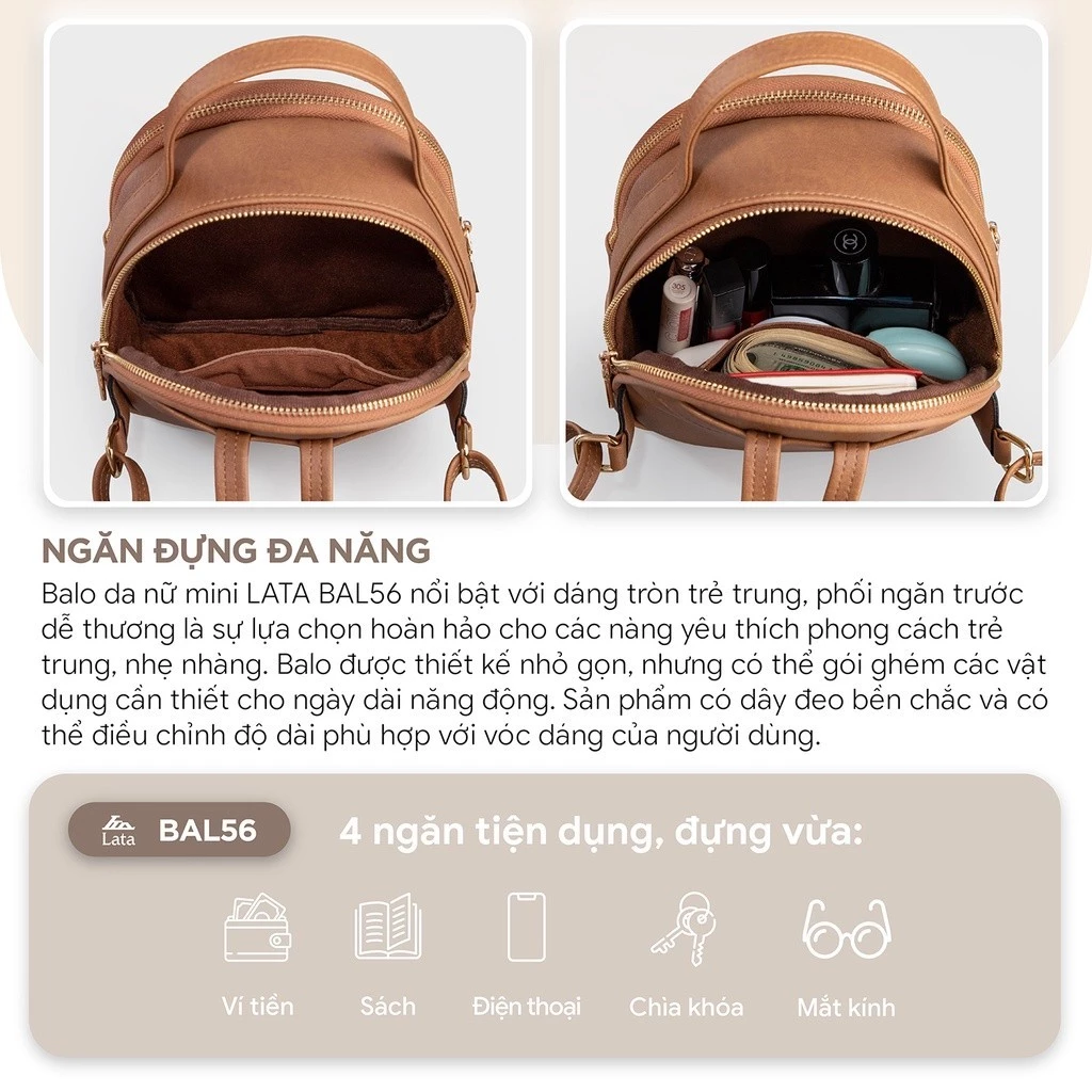 Balo Lata (Thời trang nữ công sở cỡ nhỏ - Balo da BAL56)