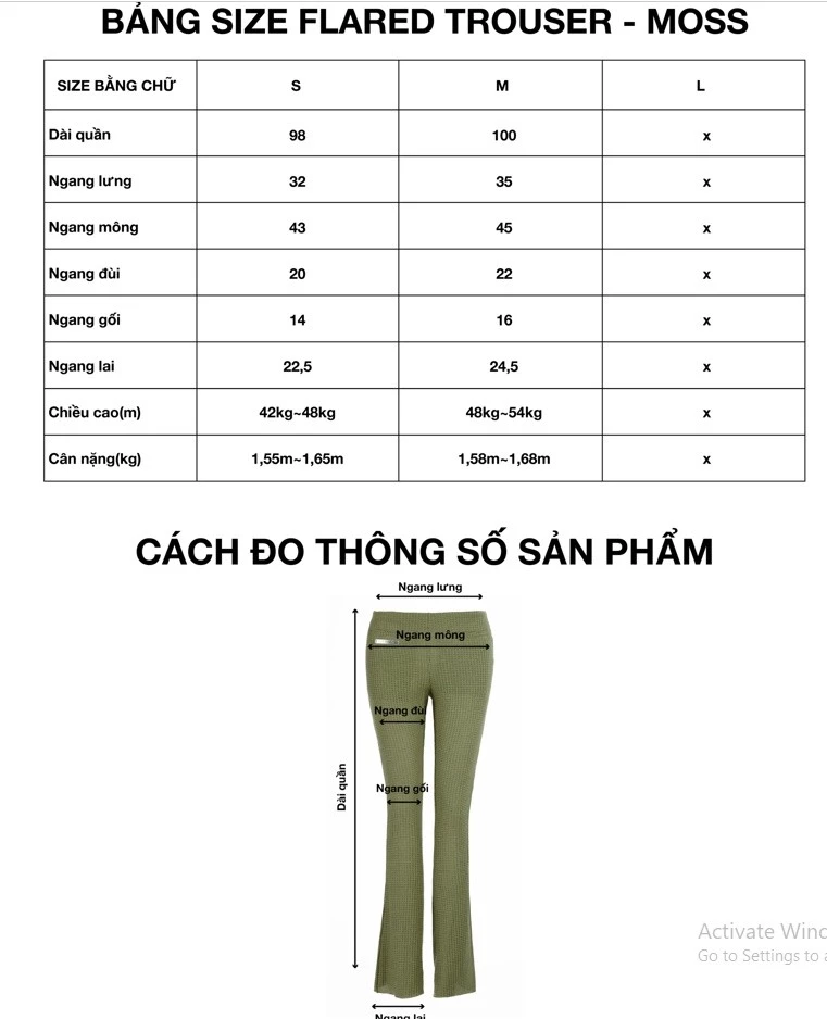 Quần Nữ - Flared Trouser Moss - Local Brand Chính Hãng
