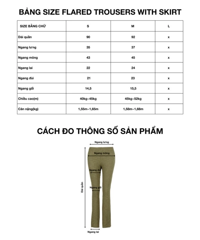 Quần Nữ - Flared Trouser With Skirt - Local Brand Chính Hãng