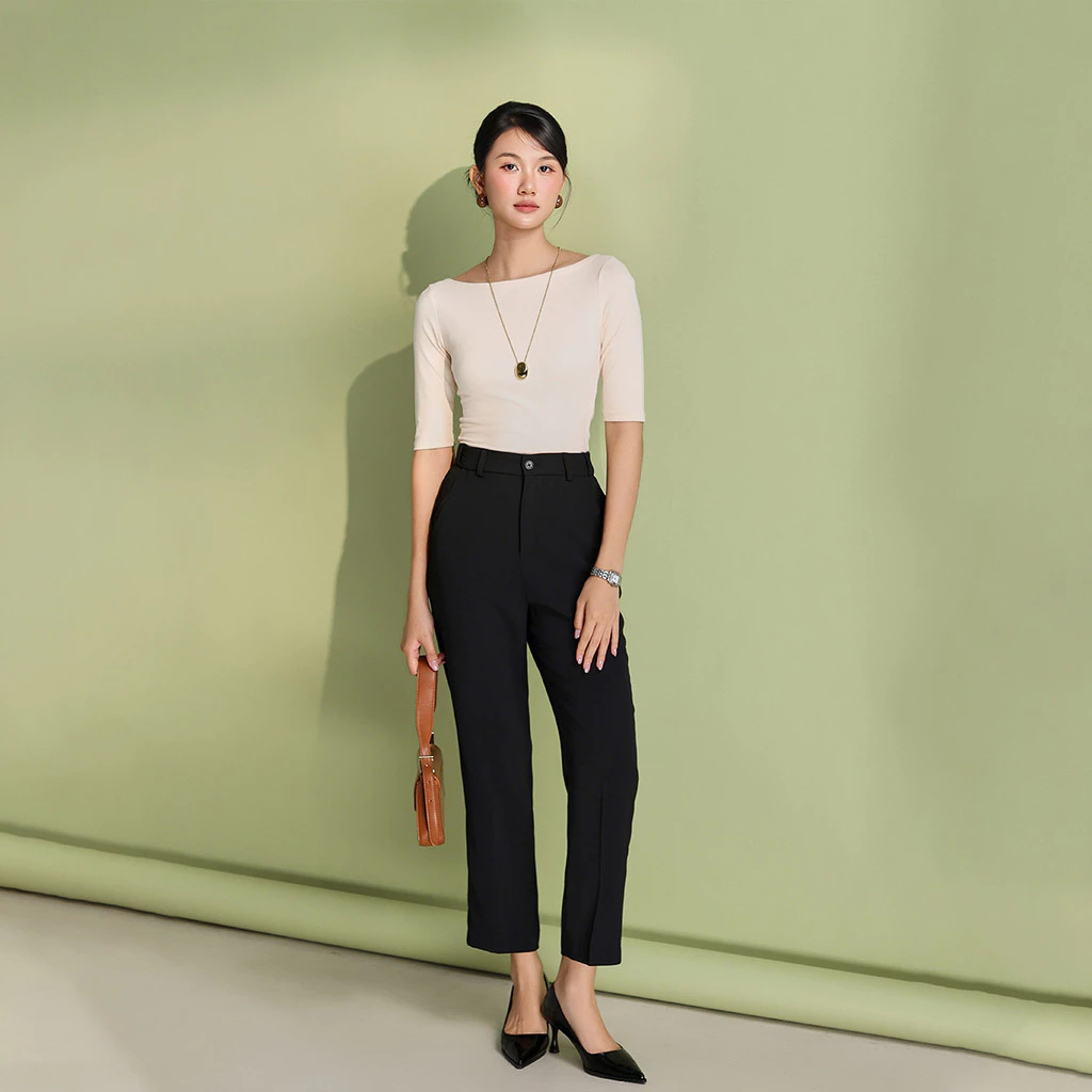 Quần Tây Nữ GUMAC Form Ống Đứng Lưng Thun Thoải Mái Thanh Lịch QF05022