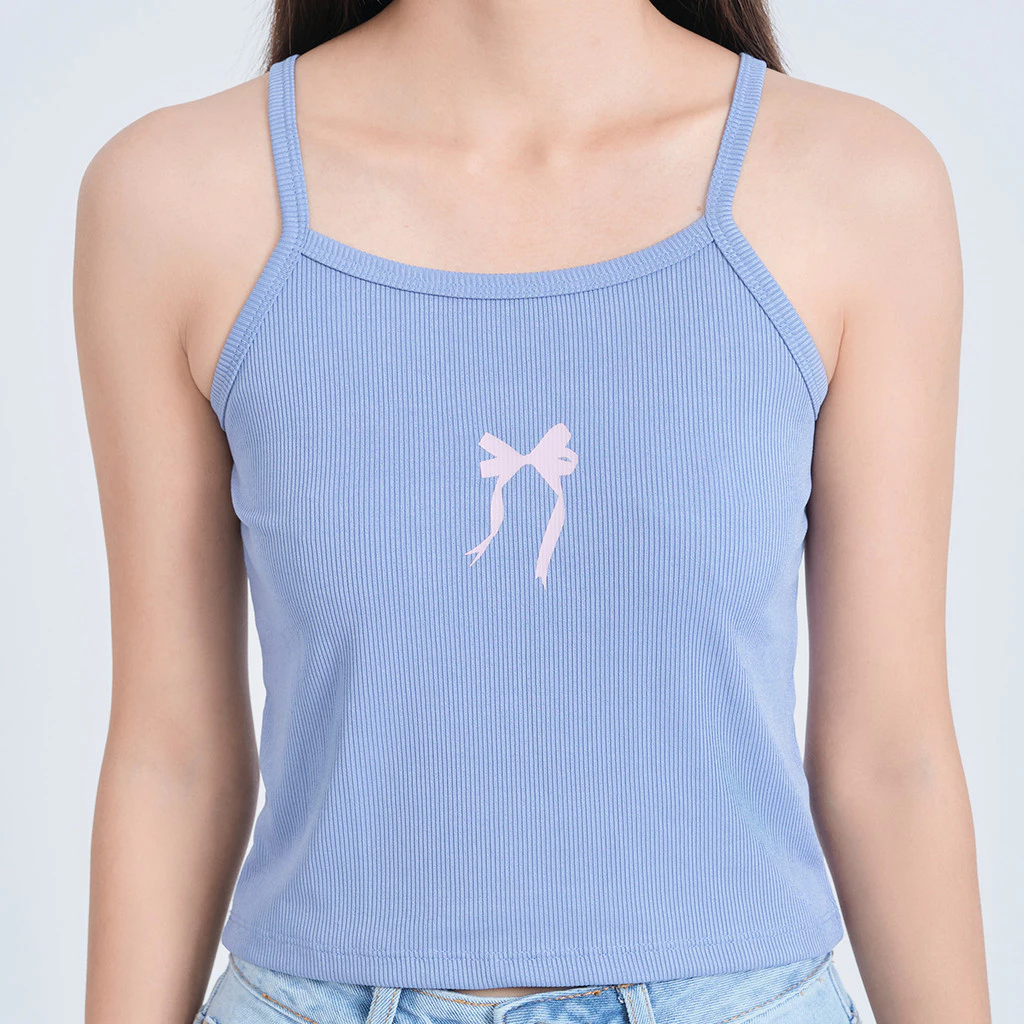Áo Tanktop Nữ Áo 2 Dây Slim Fit Gmorning - GUMAC In Nơ Thun Gân Co Giãn Ôm Dáng Thời Trang YATE05077