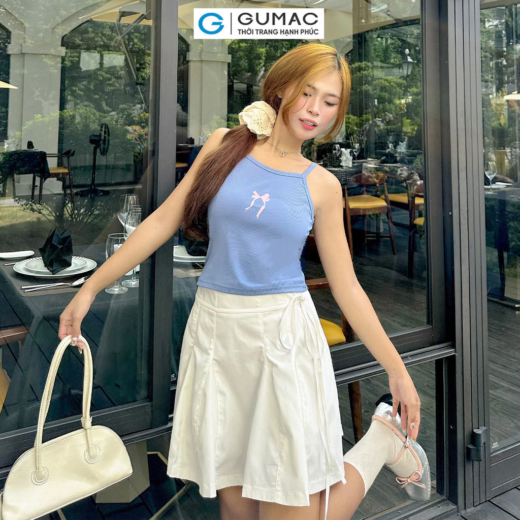 Áo Tanktop Nữ Áo 2 Dây Slim Fit Gmorning - GUMAC In Nơ Thun Gân Co Giãn Ôm Dáng Thời Trang YATE05077