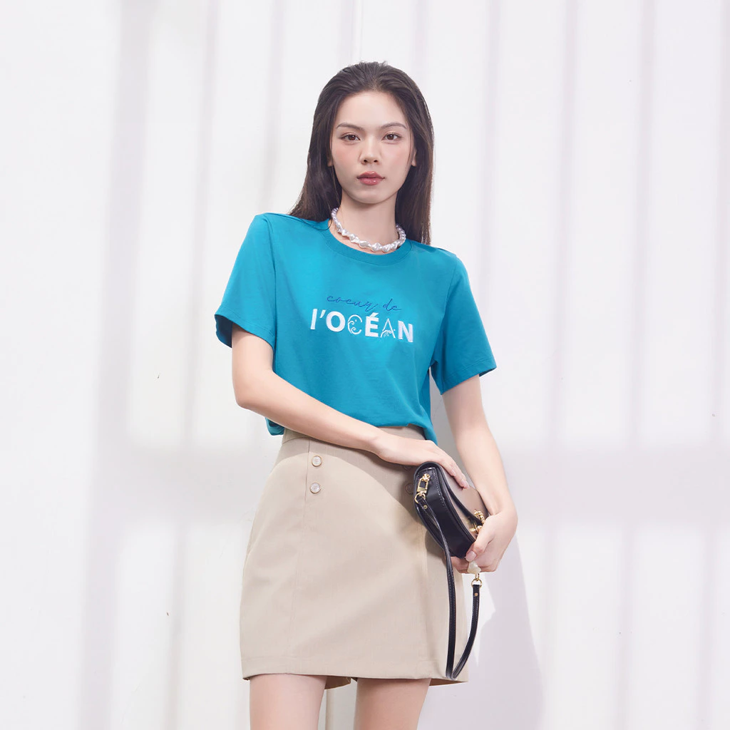 Quần váy nữ GUMAC A ngắn đính nút vải bố ruby cao cấp có túi sườn trẻ trung  VE11085