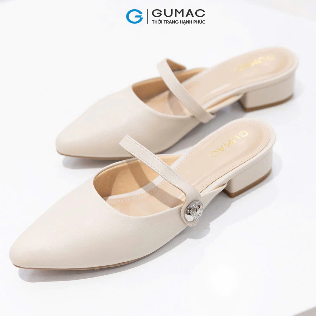 Sục Cách Điệu Nữ GUMAC Mũi Nhọn Phối Quai Chéo Đính Đá Sang Trọng GF01035
