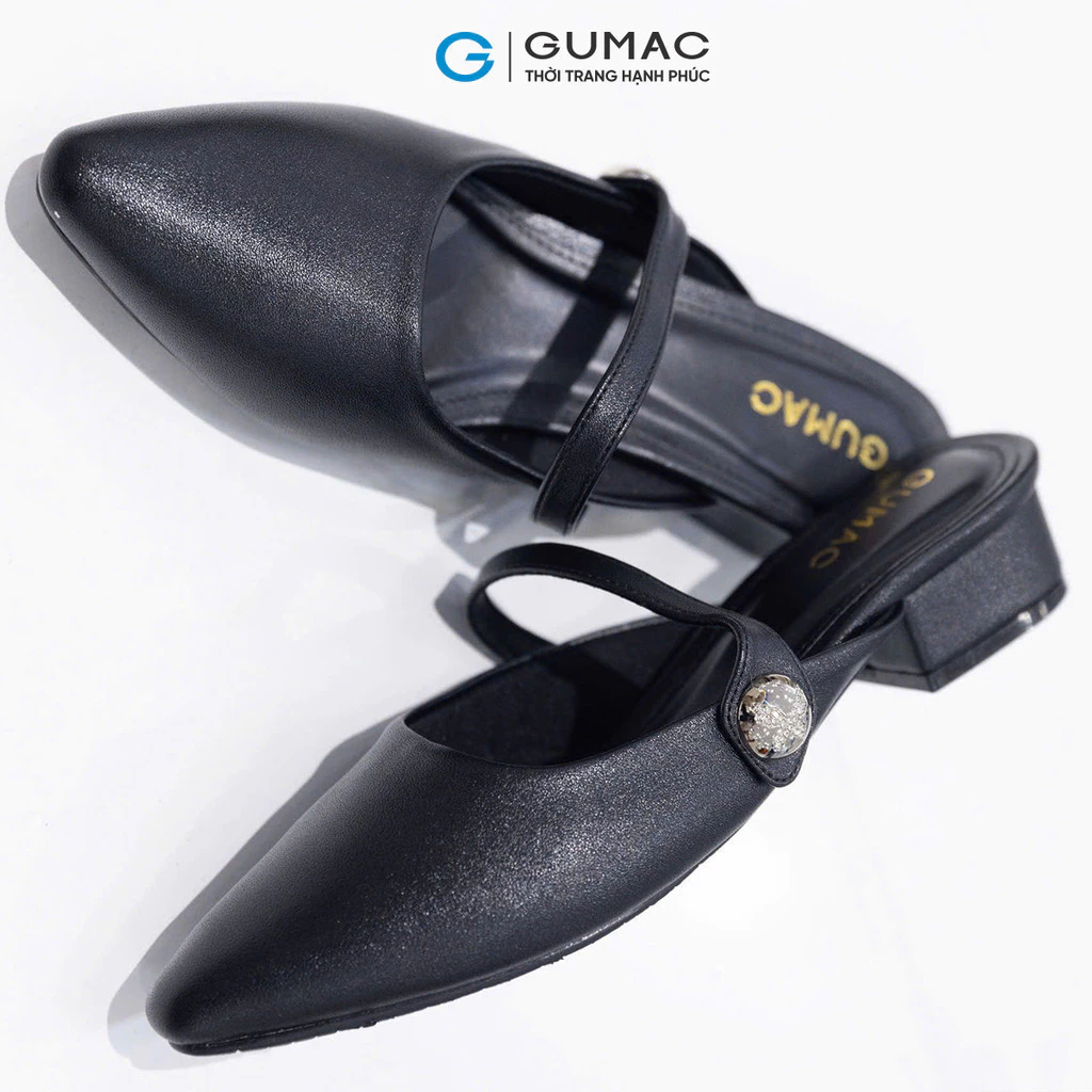 Sục Cách Điệu Nữ GUMAC Mũi Nhọn Phối Quai Chéo Đính Đá Sang Trọng GF01035
