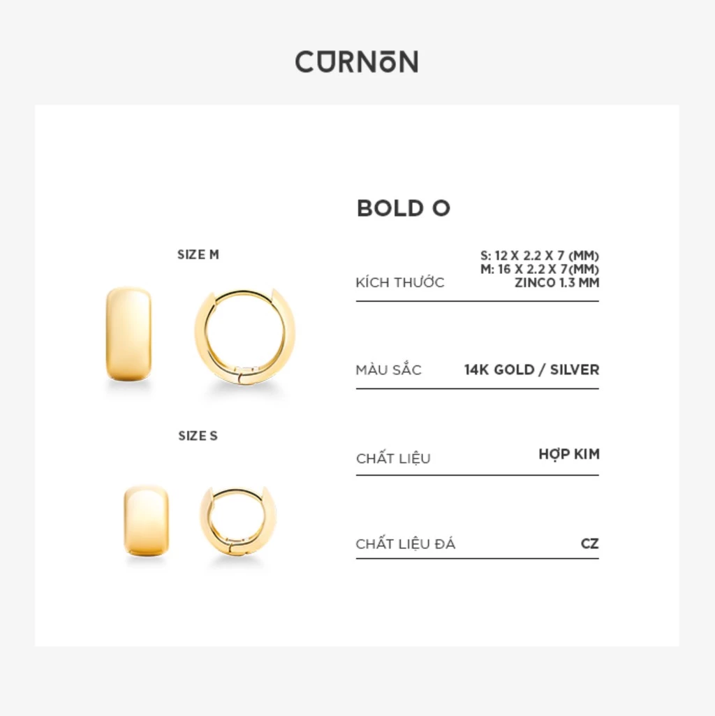 Bộ Sưu Tập Khuyên Tai Nữ Thời Trang Curnon Hoop Earring Collection - Khuyên Tai Nữ Brass