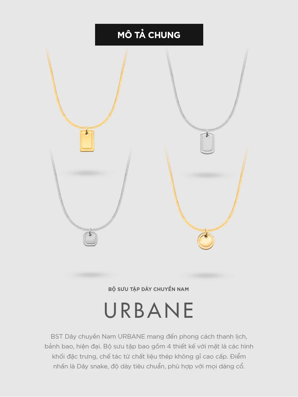 Bộ sưu tập vòng cổ nam "URBANE" collection -  - Trang Sức Phong Cách, Tinh Tế - Chất Liệu Thép Không Gỉ