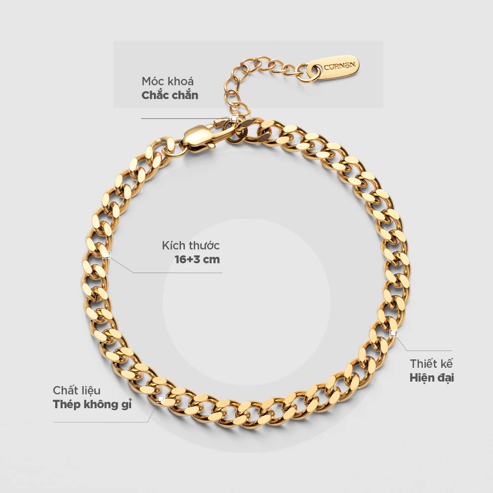 Bộ Sưu Tập Vòng Tay Xích Curnon THE ESSENTIALS - Trang Sức Vòng Xích Phong Cách, Mạnh Mẽ - Chất Liệu Thép Không Gỉ
