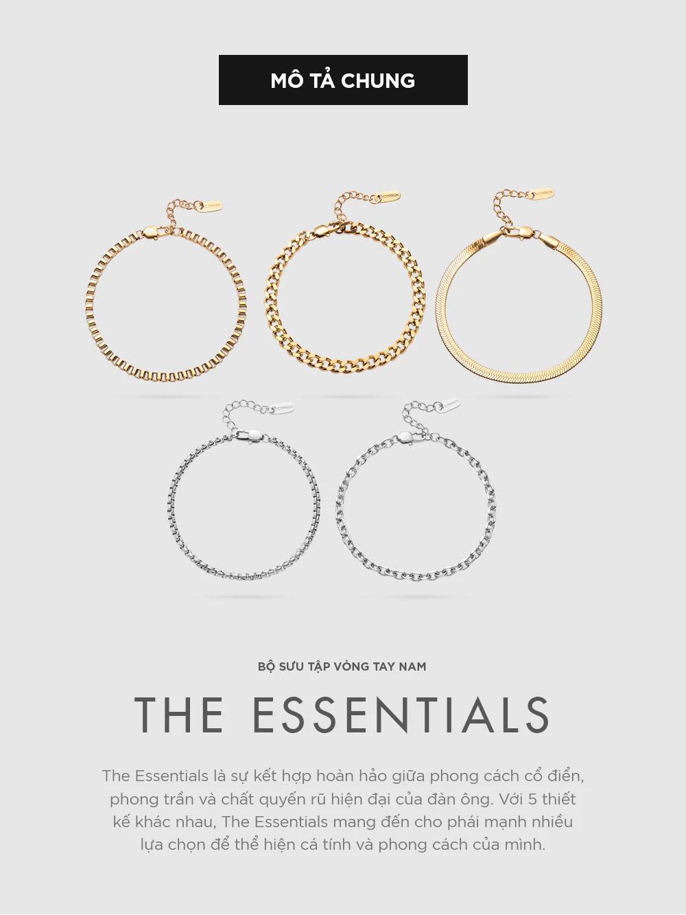 Vòng Tay Nam Curnon Matthew Bộ Sưu Tập THE ESSENTIALS - Trang Sức Vòng Xích Phong Cách Mạnh Mẽ - Chất Liệu Thép Không Gỉ
