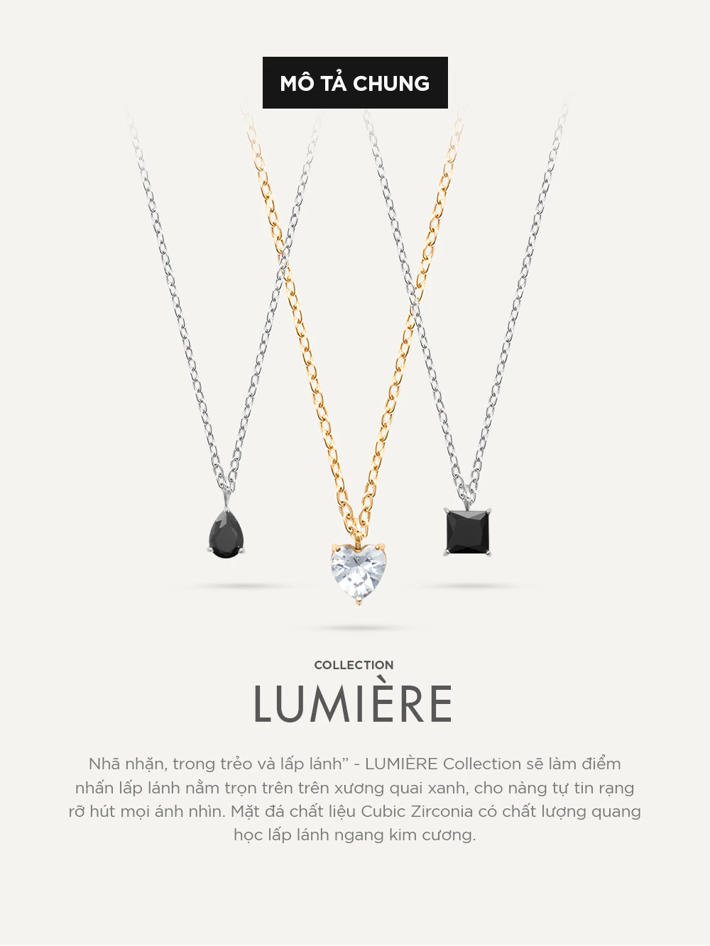 Bộ sưu tập vòng cổ nữ Curnon "Lumière" Collection - Trang Sức Phong Cách, Tinh Tế - Chất Liệu Thép Không Gỉ
