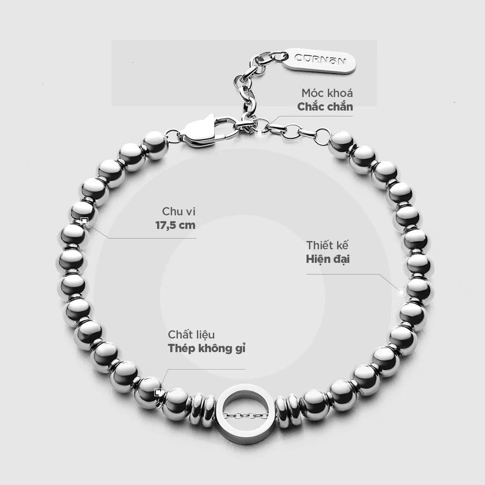 Vòng Tay Nam Curnon Ethan - Trang Sức Vòng Bi Phong Cách, Tinh Tế - Chất Liệu Thép Không Gỉ - Phù Hợp Mọi Phong Cách