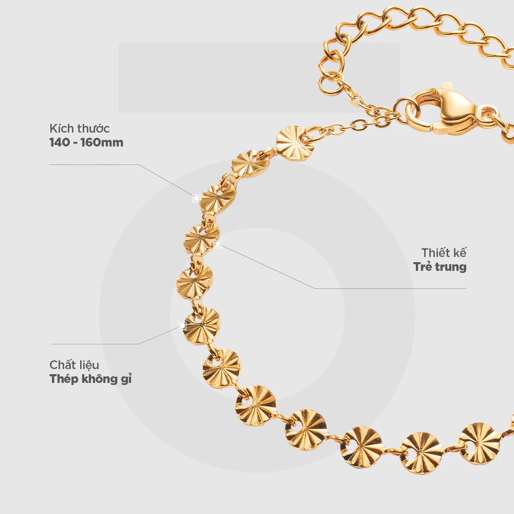 Vòng Tay Nữ Curnon Helena Gold - Dây Mắt Xích Nhỏ Bốn Bông Hoa Thời Trang Nữ Tính - Hàng Chính Hãng