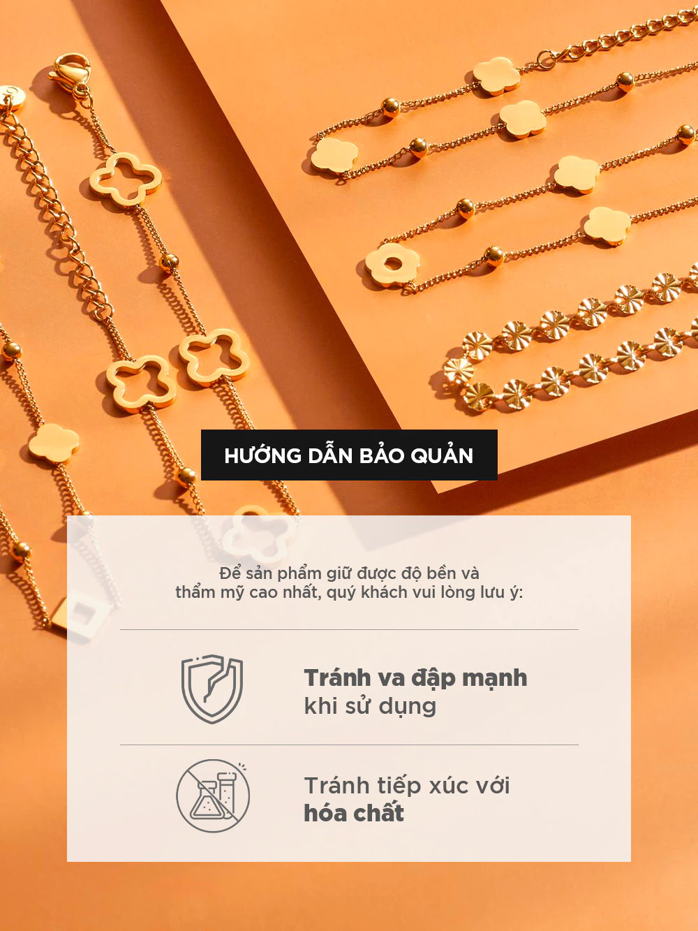 Vòng Tay Nữ Curnon Helena Gold - Dây Mắt Xích Nhỏ Bốn Bông Hoa Thời Trang Nữ Tính - Hàng Chính Hãng