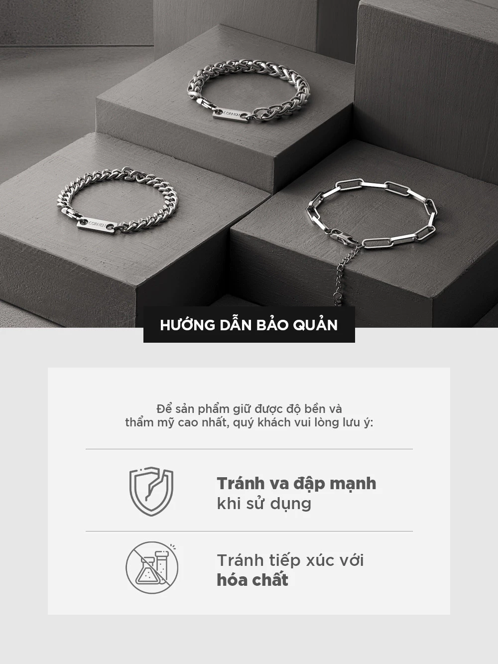 Vòng Tay Nam Curnon Duron - Bộ Sưu Tập Links - Trang Sức Vòng Xích Phong Cách Mạnh Mẽ Màu Bạc - Chất Liệu Thép Không Gỉ