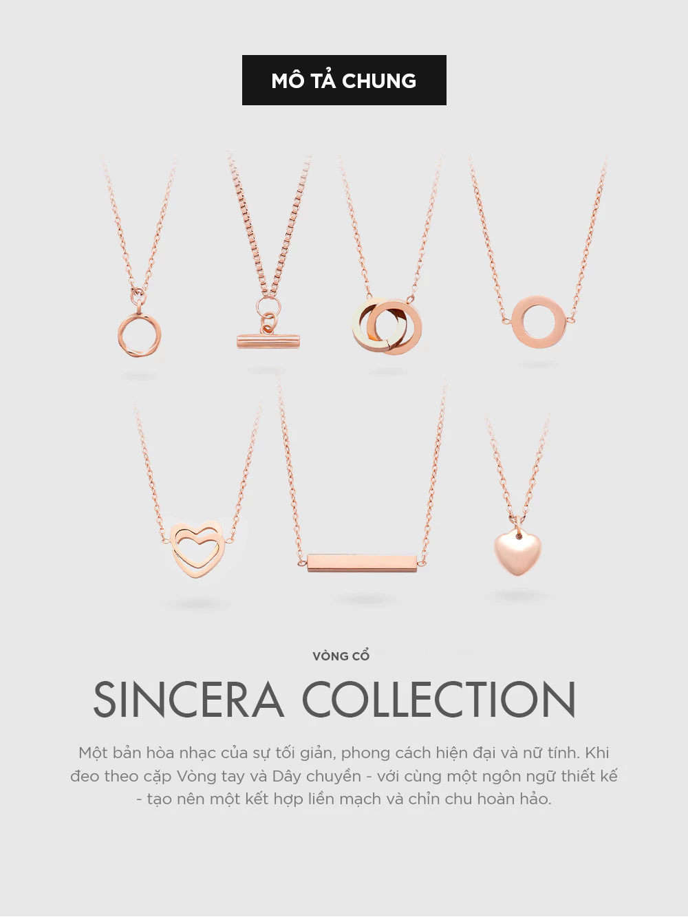 Bộ sưu tập vòng cổ nữ Curnon "Sincera" Collection - Trang Sức Phong Cách, Tinh Tế - Chất Liệu Thép Không Gỉ