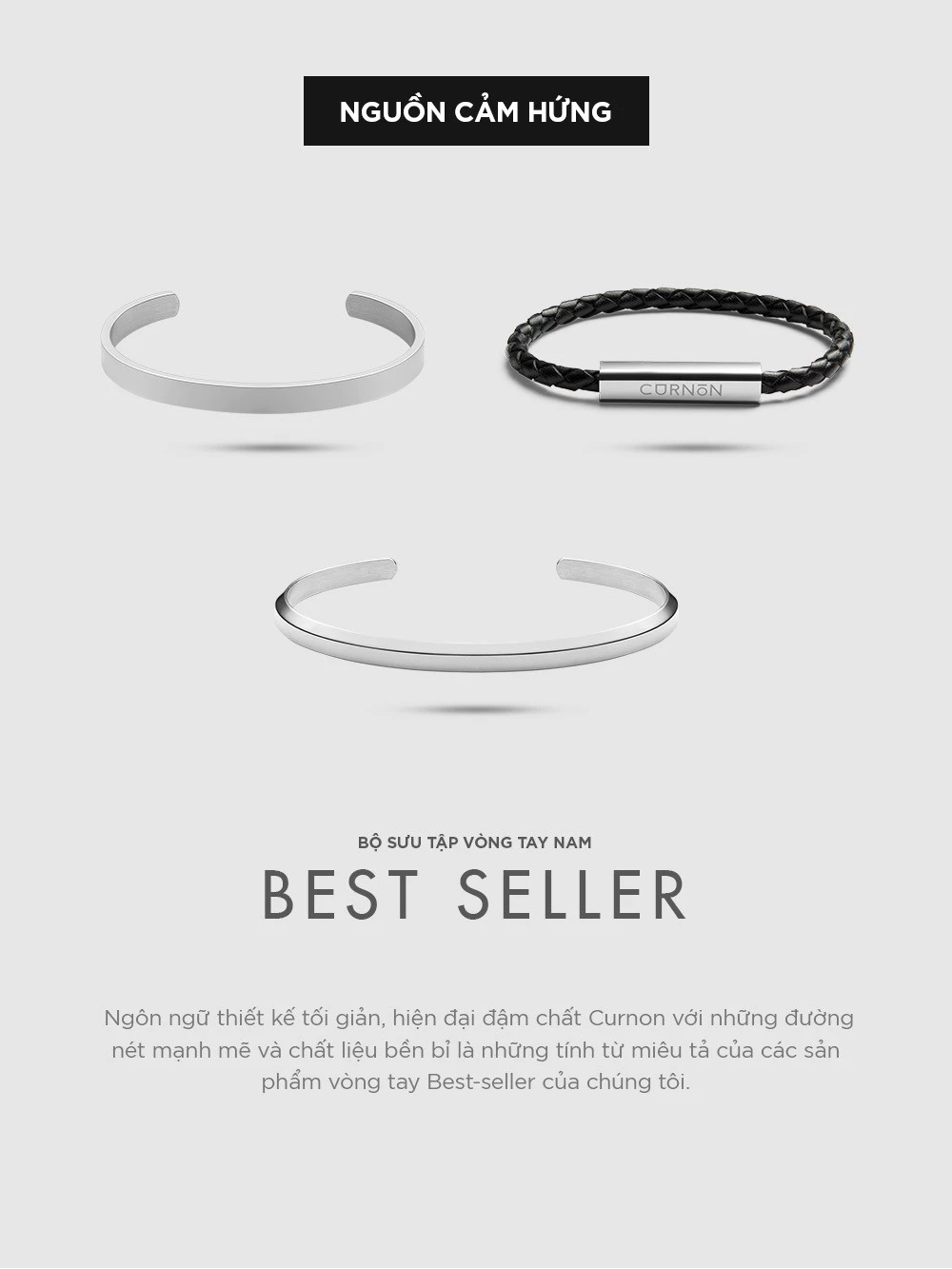 Bộ Sưu Tập Vòng Tay Cuff Curnon Nam - Thiết Kế Tối Giản, Tinh Tế - Phù Hợp Mọi Loại Trang Phục