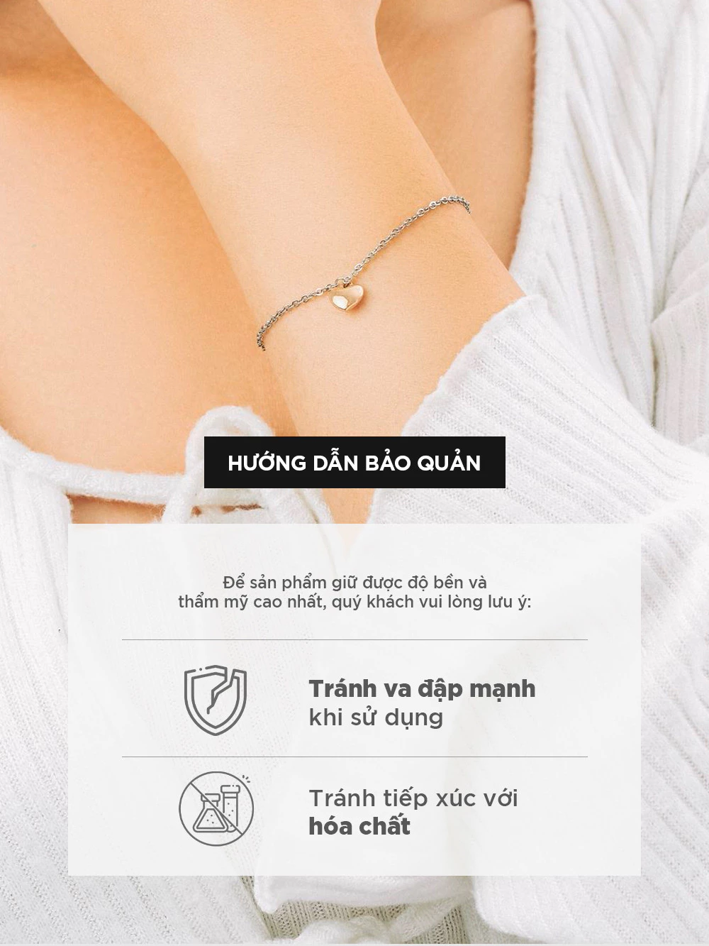 Vòng Tay Nữ Curnon Amber Bracelet - Trang Sức Phụ Kiện Đeo Tay Thời Trang - Thiết Kế Basic nữ tính hoạ tiết trái tim