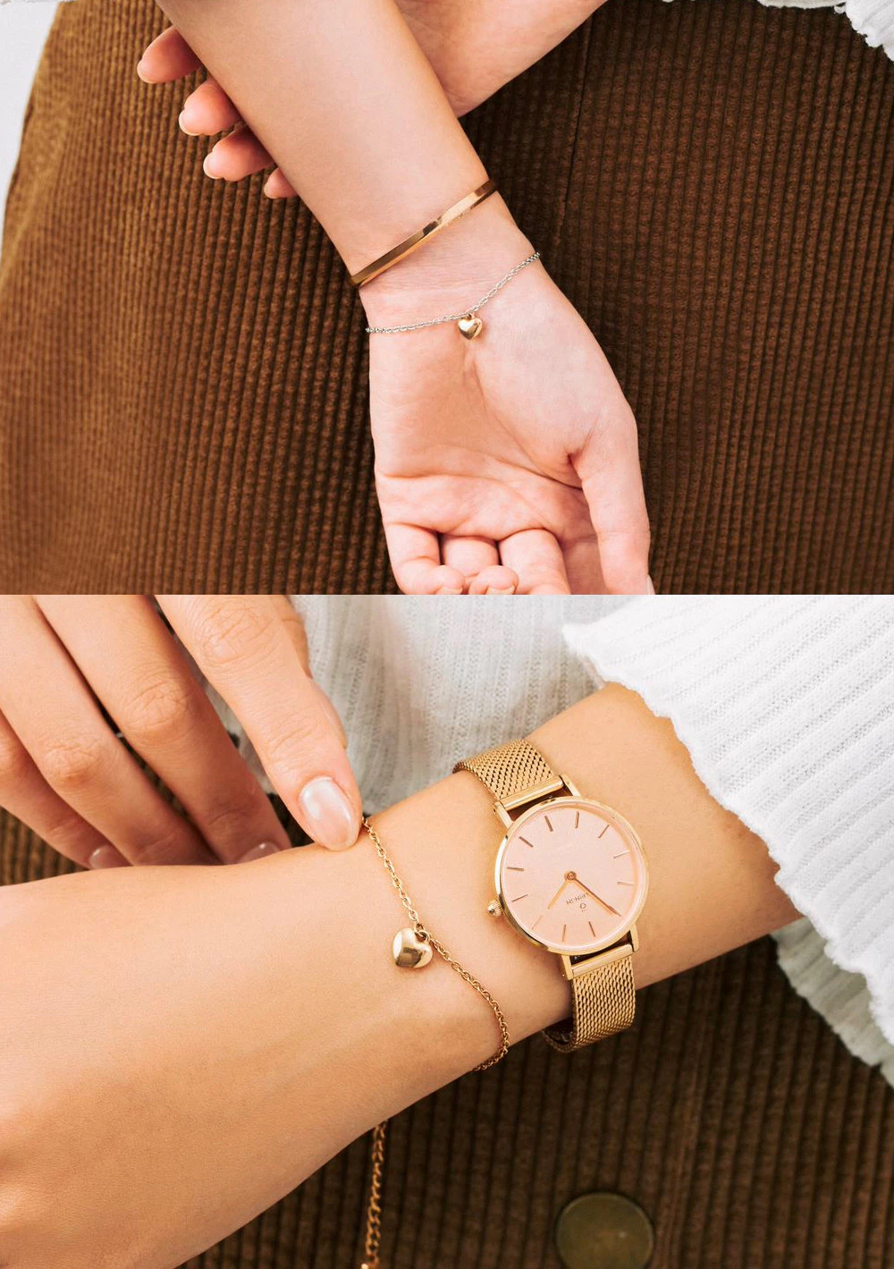 Vòng Tay Nữ Curnon Amber Bracelet - Trang Sức Phụ Kiện Đeo Tay Thời Trang - Thiết Kế Basic nữ tính hoạ tiết trái tim