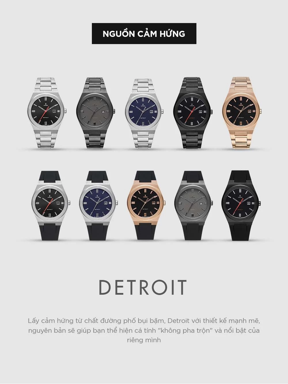 Đồng Hồ Nam Curnon Detroit I-275 Dây Kim Loại Chính Hãng Kèm Lịch Số Thể Thao Dễ Đeo