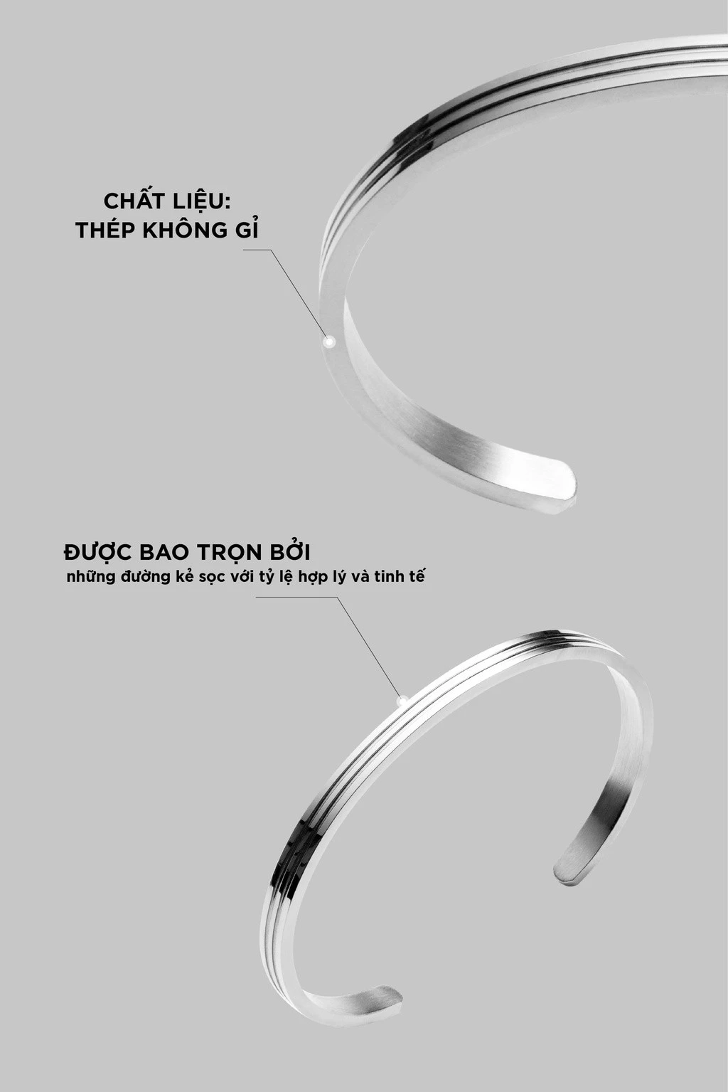 Vòng Tay Nữ Curnon Cleo Cuff - Trang Sức Phụ Kiện Đeo Tay Thời Trang, Thiết Kế Basic Kèm Các Đường Sọc Cá Tính