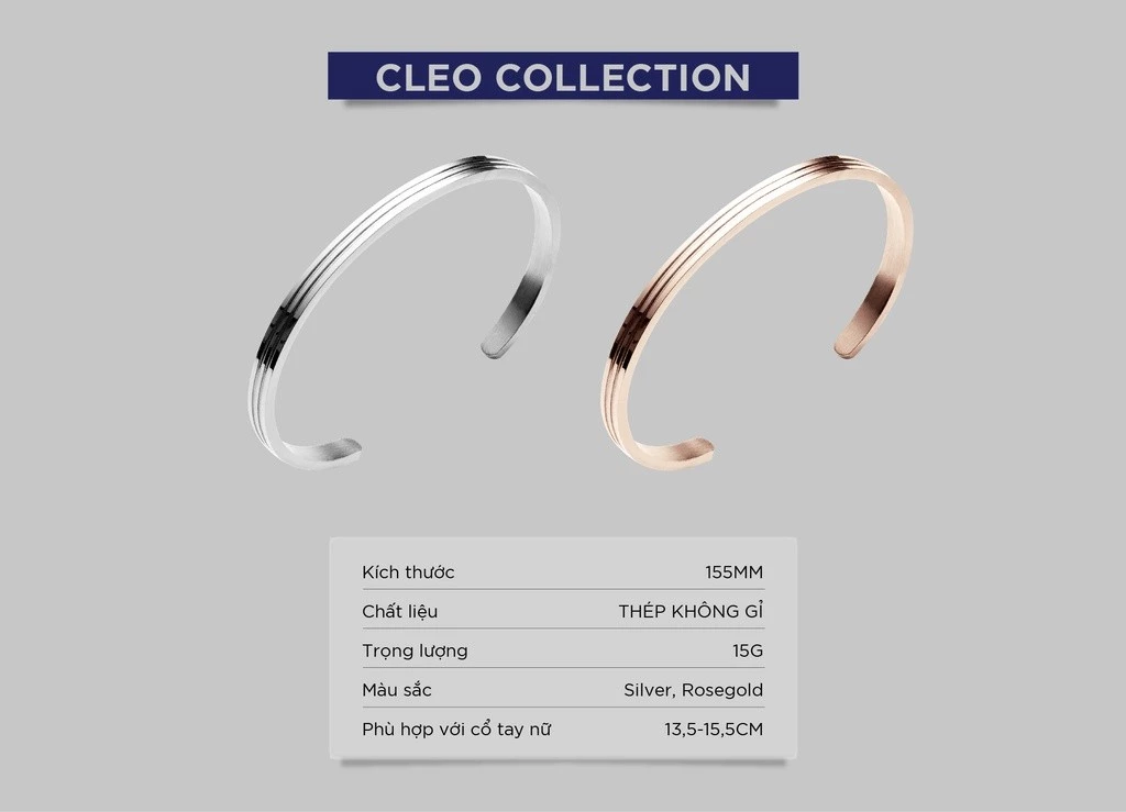 Vòng Tay Nữ Curnon Cleo Cuff - Trang Sức Phụ Kiện Đeo Tay Thời Trang, Thiết Kế Basic Kèm Các Đường Sọc Cá Tính