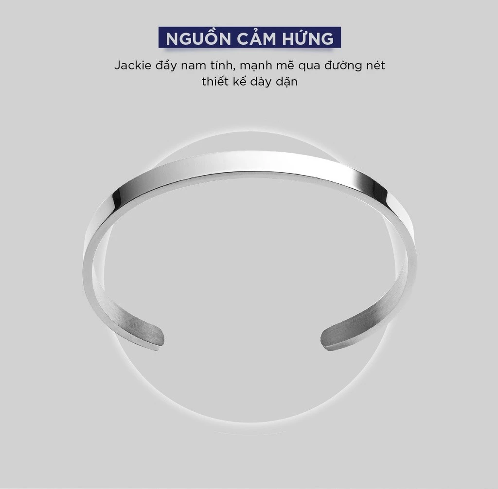 Vòng Tay Nam Curnon Jackie Cuff - Phụ Kiện Đeo Tay Thời Trang, Cá Tính - Thiết Kế Basic Bản To, Thép Không Gỉ
