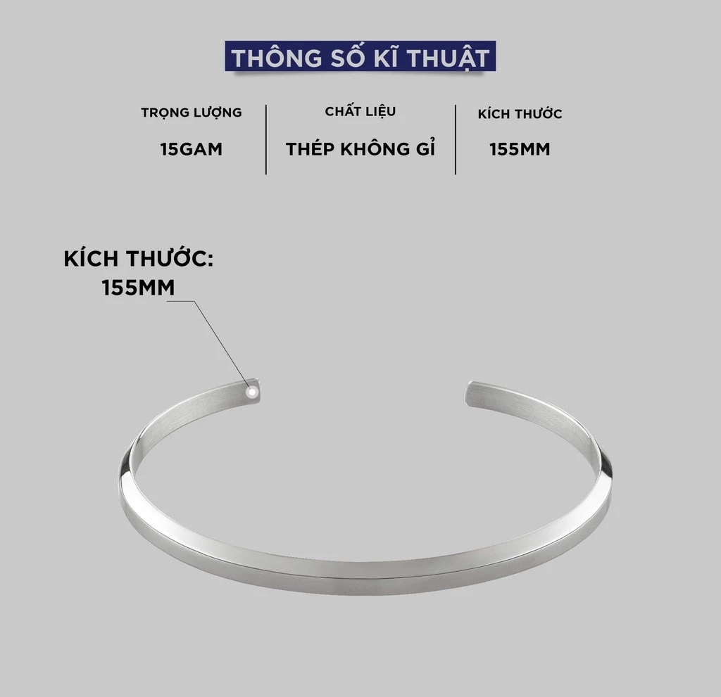 Vòng Tay Nam/nữ/unisex Curnon Stella Cuff - Trang Sức, Phụ Kiện Thời Trang Cho Cặp Đôi, Thiết Kế Basic Dễ Đeo