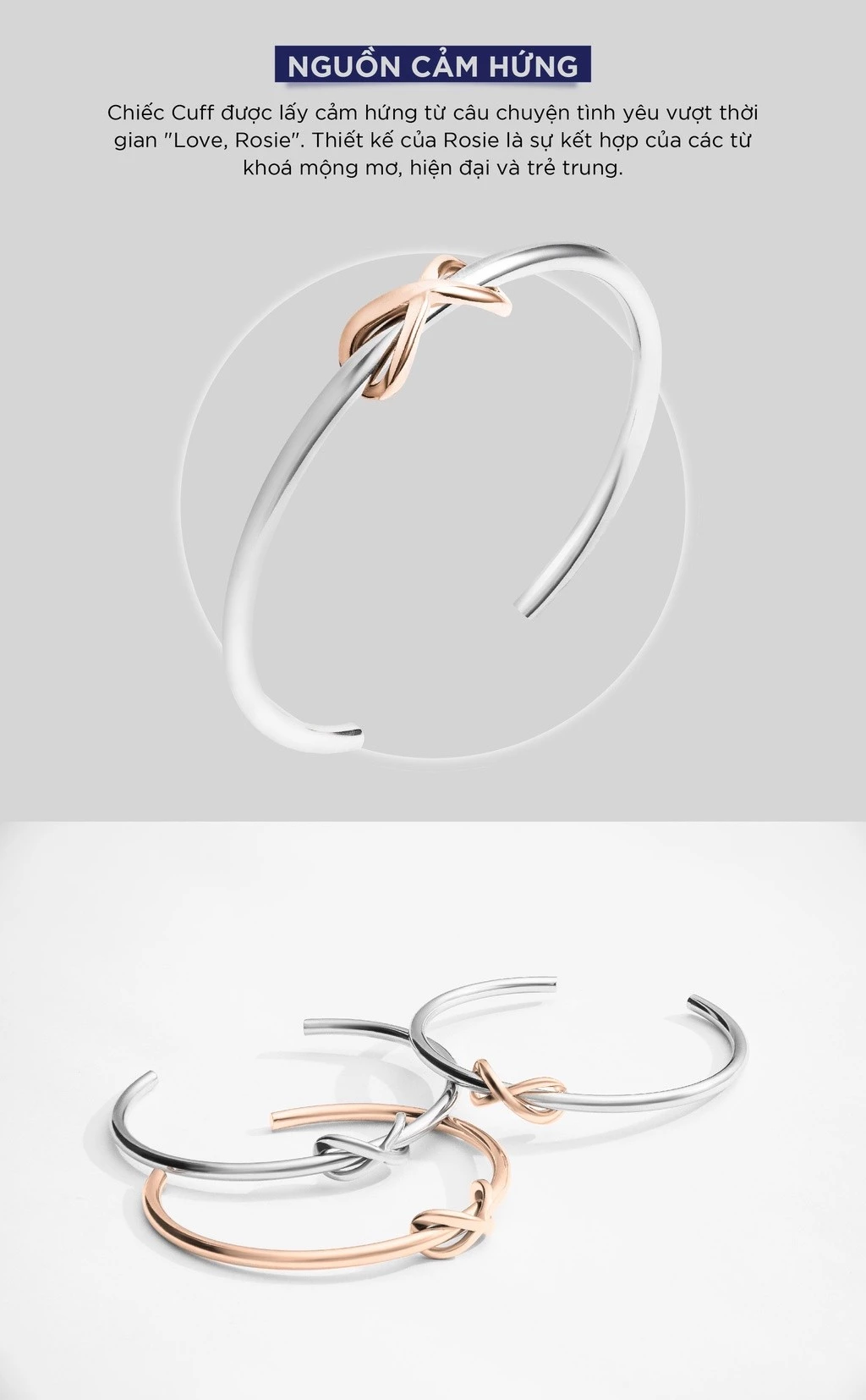 Vòng Tay Nữ Curnon Rosie Cuff - Trang Sức, Phụ Kiện Đeo Tay Thời Trang, Cá Tính Với Thiết Kế Nút Thắt Độc Lạ