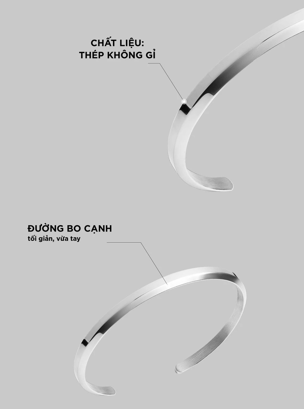 Vòng Tay Nam/nữ/unisex Curnon Stella Cuff - Trang Sức, Phụ Kiện Thời Trang Cho Cặp Đôi, Thiết Kế Basic Dễ Đeo