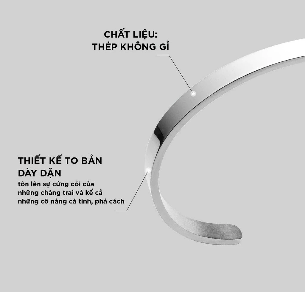 Vòng Tay Nam Curnon Jackie Cuff - Phụ Kiện Đeo Tay Thời Trang, Cá Tính - Thiết Kế Basic Bản To, Thép Không Gỉ