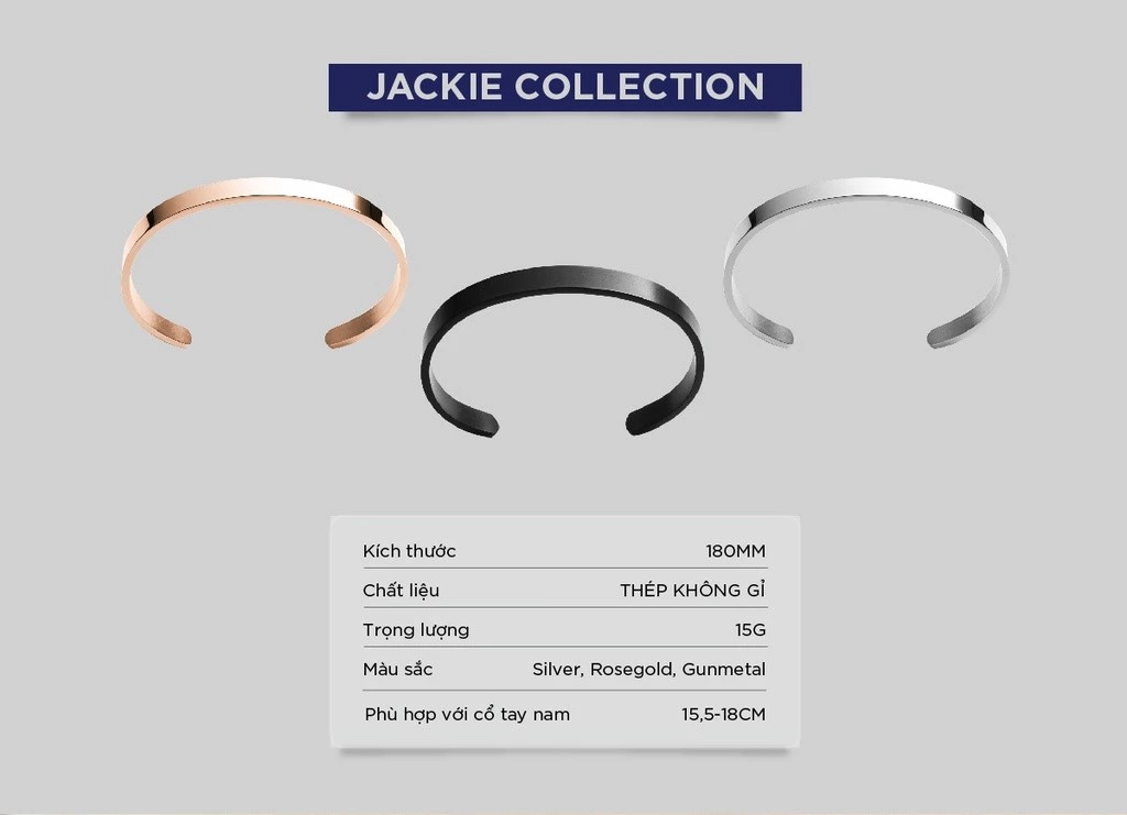 Vòng Tay Nam Curnon Jackie Cuff - Phụ Kiện Đeo Tay Thời Trang, Cá Tính - Thiết Kế Basic Bản To, Thép Không Gỉ