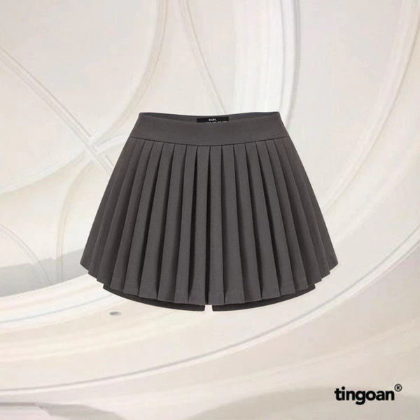TINGOAN® - Chân váy cạp cao xếp ly lượn gấu xám FORGET MY EX SKIRT VER2/GR PHIÊN BẢN T6.2026