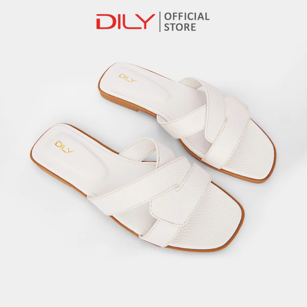 Dép bệt nữ quai đan chéo thời thượng, dép nữ mũi vuông tiện lợi DILY cao 1cm_ AA0408