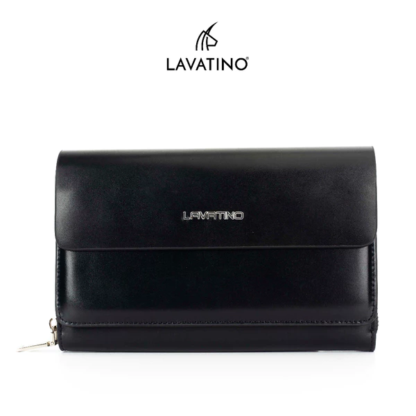 Clutch cầm tay nam da box calf  LEGANT màu đen chính hãng Lavatino gập đôi sang trọng - CLB27