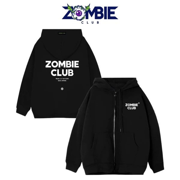Áo Hoddie Zip Zombie Club, Logo Basic ss3 Tybo Unisex Chính Hãng