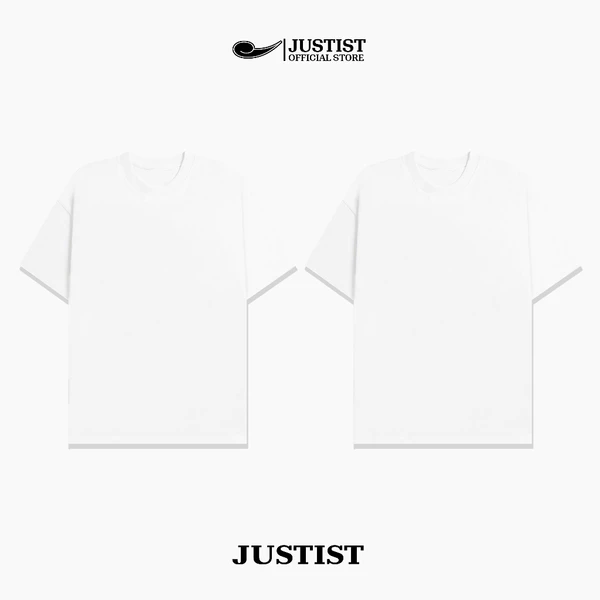 Áo thun Justist Localbrand Unisex COMBO 2 áo thun TRẮNG trơn chất cotton Tay Ngắn TSJT000