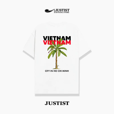 Áo thun JUSTISTCOCONUT TREE Ngắn Cổ Tròn chất cotton TSJT044