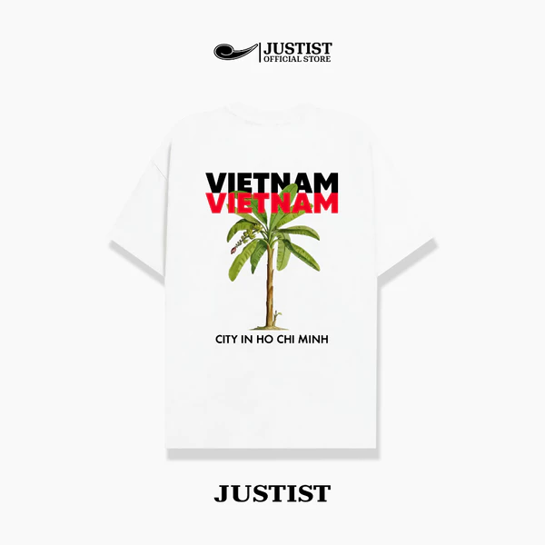 Áo thun JUSTISTCOCONUT TREE Ngắn Cổ Tròn chất cotton TSJT044
