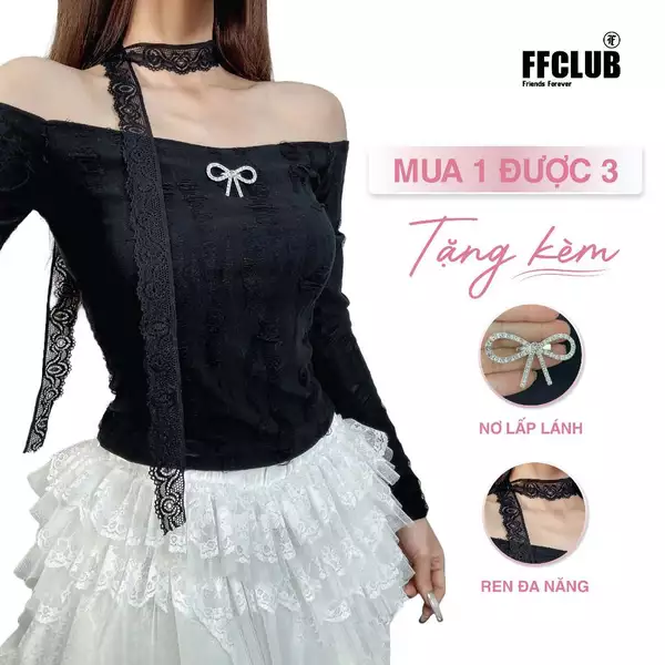 ÁO BODY COTTON CÀO RÁCH LOLITA PHONG CÁCH COQUETTE MIX