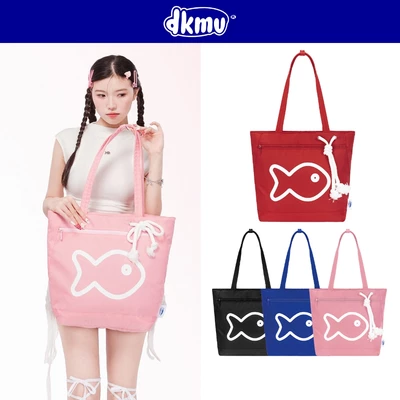 Túi tote vải nữ DKMV màu đỏ, đen, xanh biển, hồng sức chứa lớn thiết kế có dây rút đáng yêu Drawstring Tote Bag | K-B39