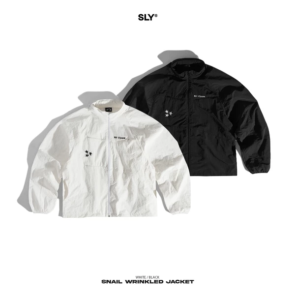 Áo khoác dù SLY Jacket Snail Wrinkled Đen - Trắng